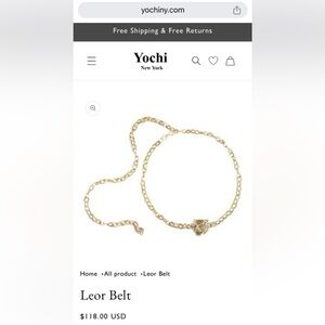 Yochi $118 Tiger Head Chain Belt NWT